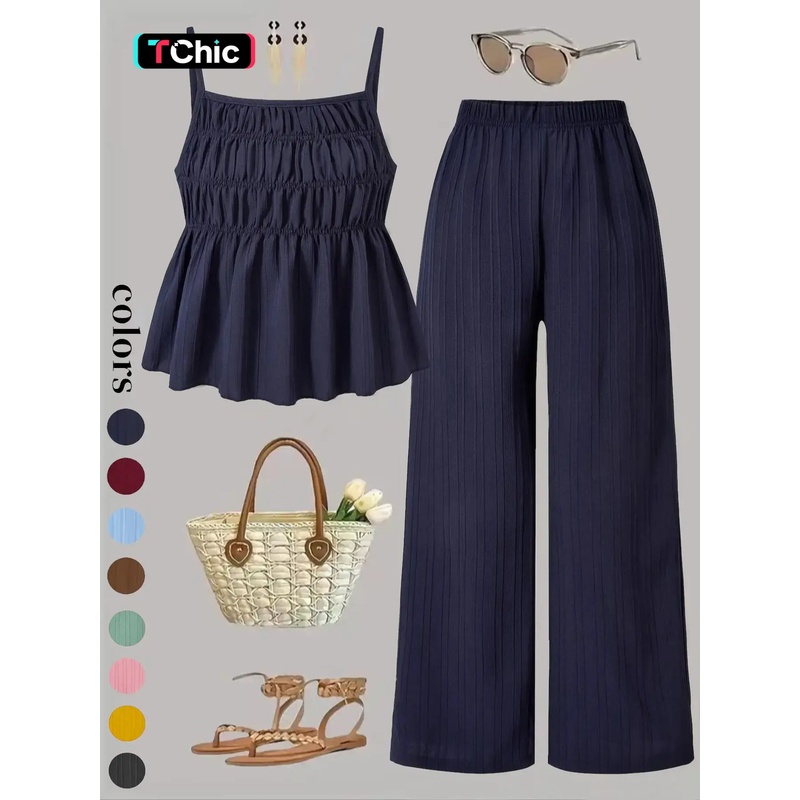 Street Fashion Events - Tweedelige set voor dames, effen kleur