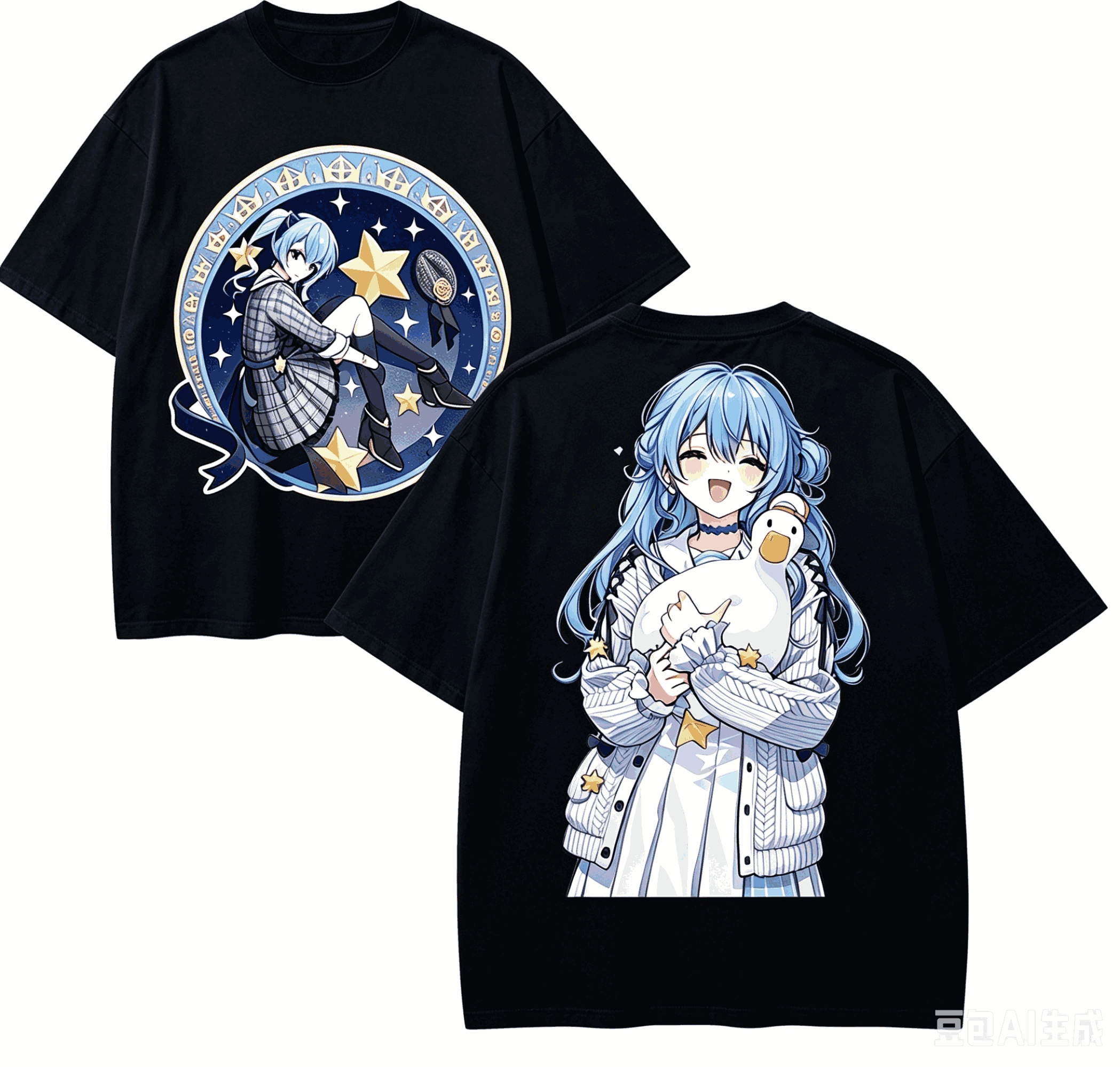 Street Fashion Model - Hoshimachi Suisei Anime Lover T-shirt Harajuku