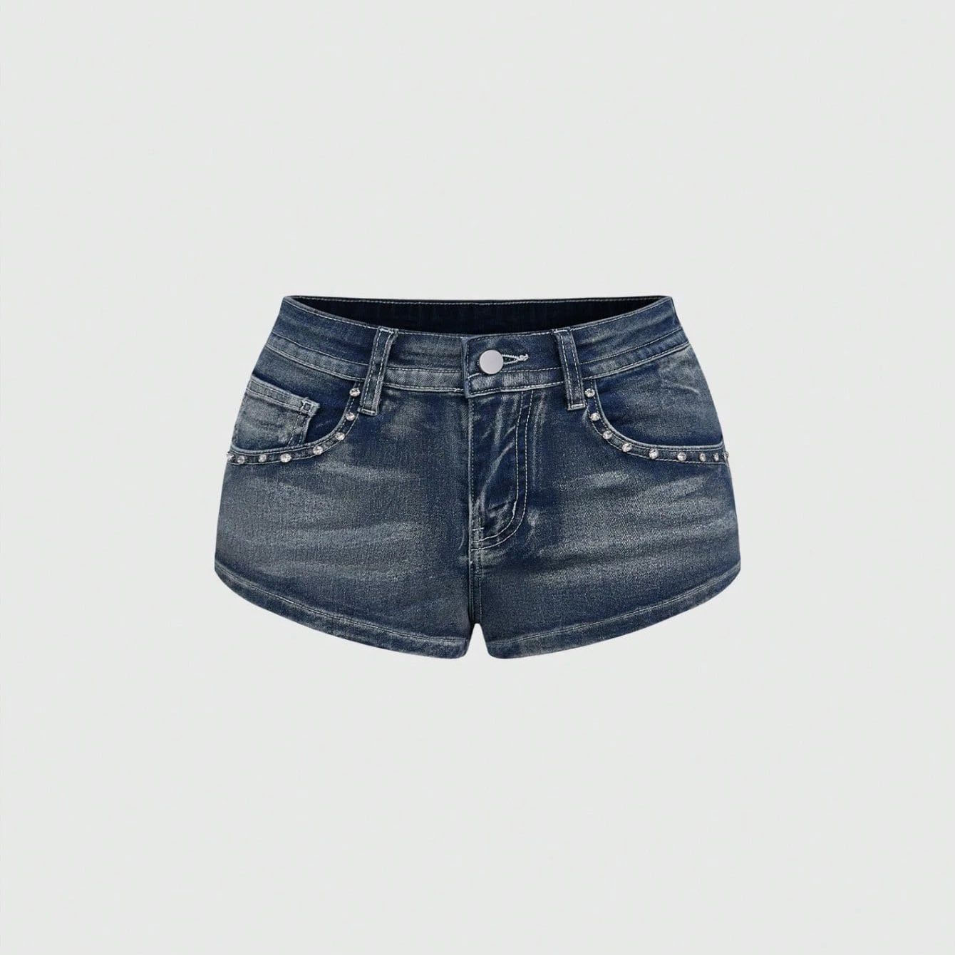 Street Fashion Denim - Zomer denim shorts met strassborduursel Amerikaanse