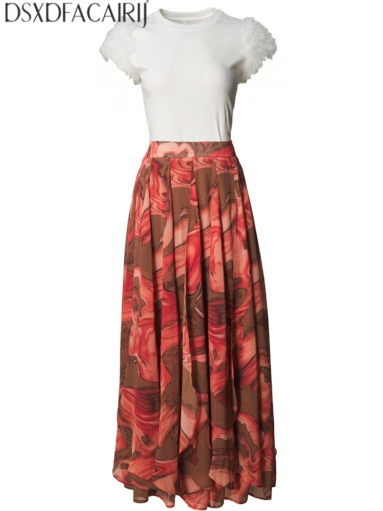 Street Fashion Model - DSXDFACAIRIJ Dames O-hals korte mouwen Print