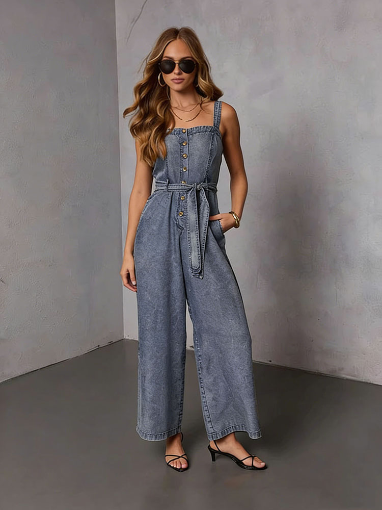 Street Fashion Denim - Zomer Vintage Dames Denim Jumpsuits 2026