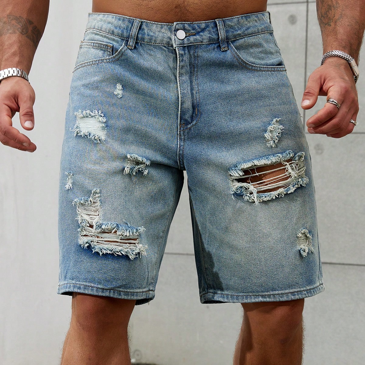 Street Fashion Jeans - Nieuwe Mode Heren Gescheurde Korte Jeans