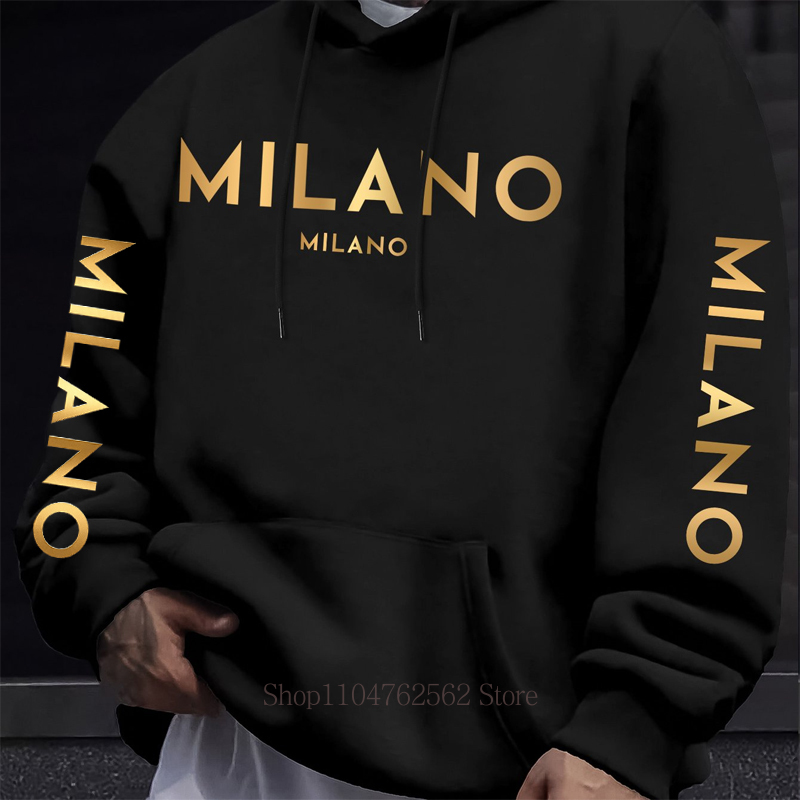 Street Fashion Milano - Milano Letter Print Hoodie voor heren