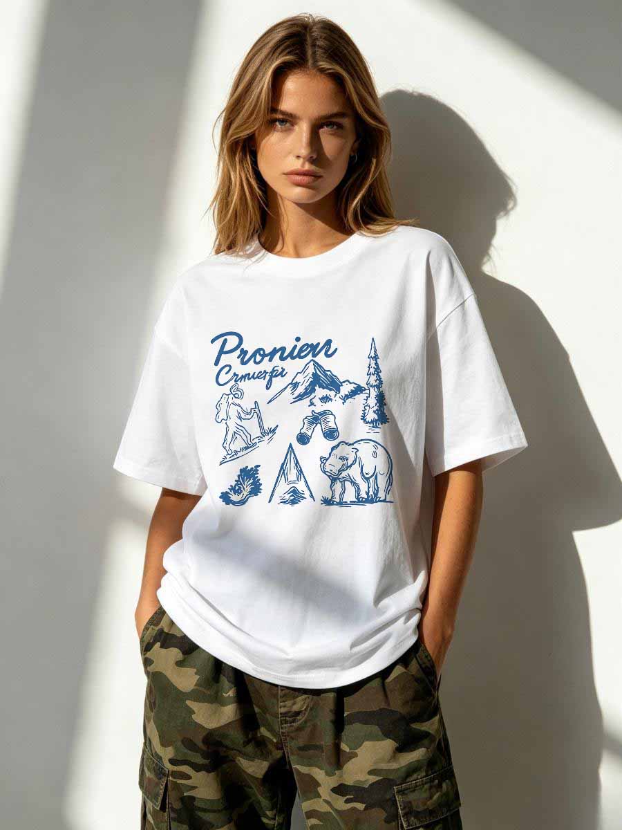 Street Fashion Urban - T-shirts Land Free Dames Katoen Korte