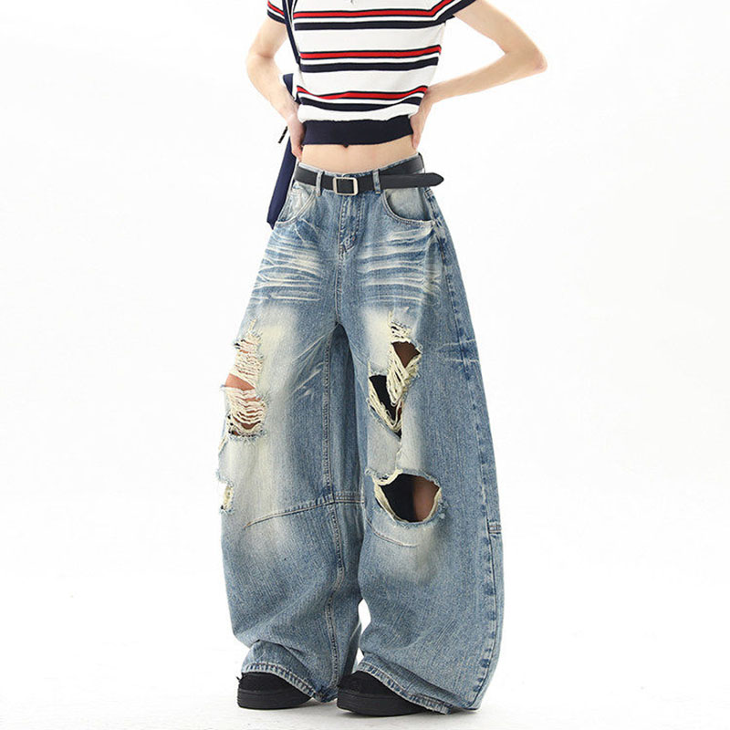 Street Fashion Denim - Amerikaanse Streetstyle Zomer Geruite Jeans Casual