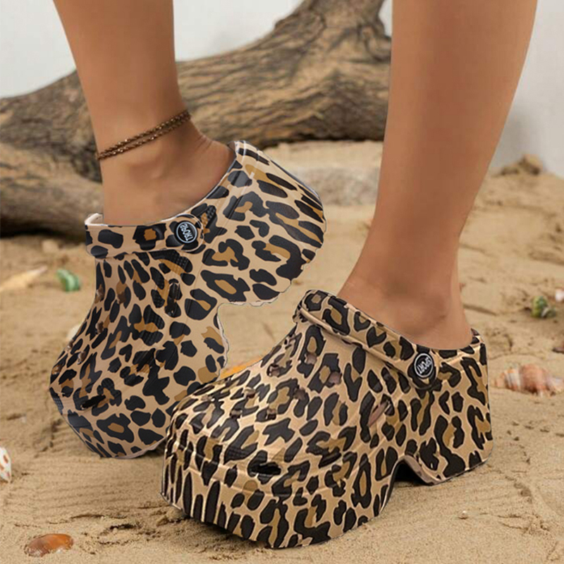Street Fashion Girls - Luipaard Platform Klompen Voor Vrouwen Gesloten