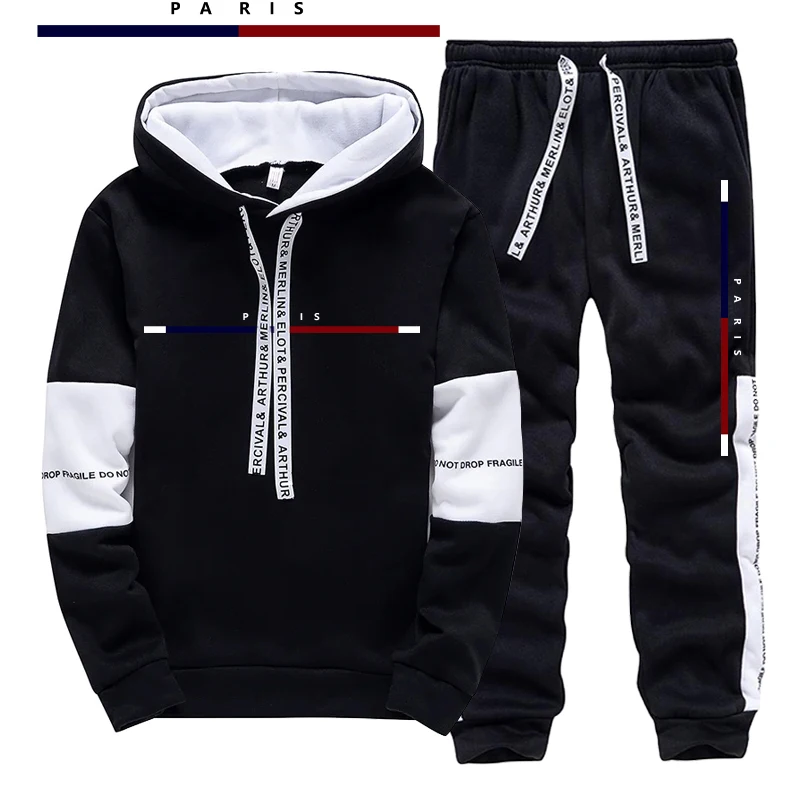 Street Fashion Urban - Parijse mode bedrukte herenset/hoodie/broek herfst dagelijks