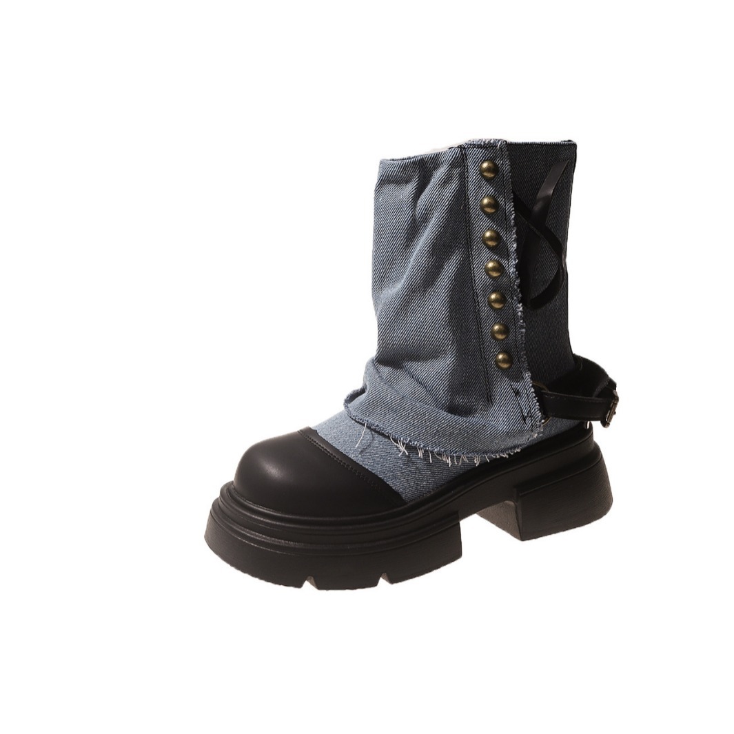 Vrouwen Laarzen Britse Mode Br - Street Fashion Denim recensie en prijs