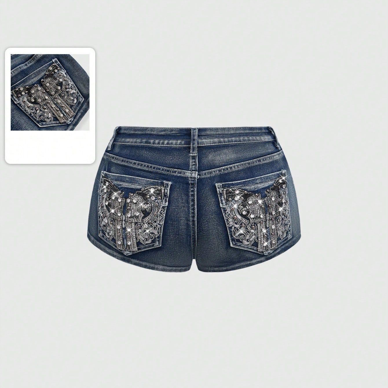 Zomer denim shorts met strassb - Street Fashion Denim recensie en prijs