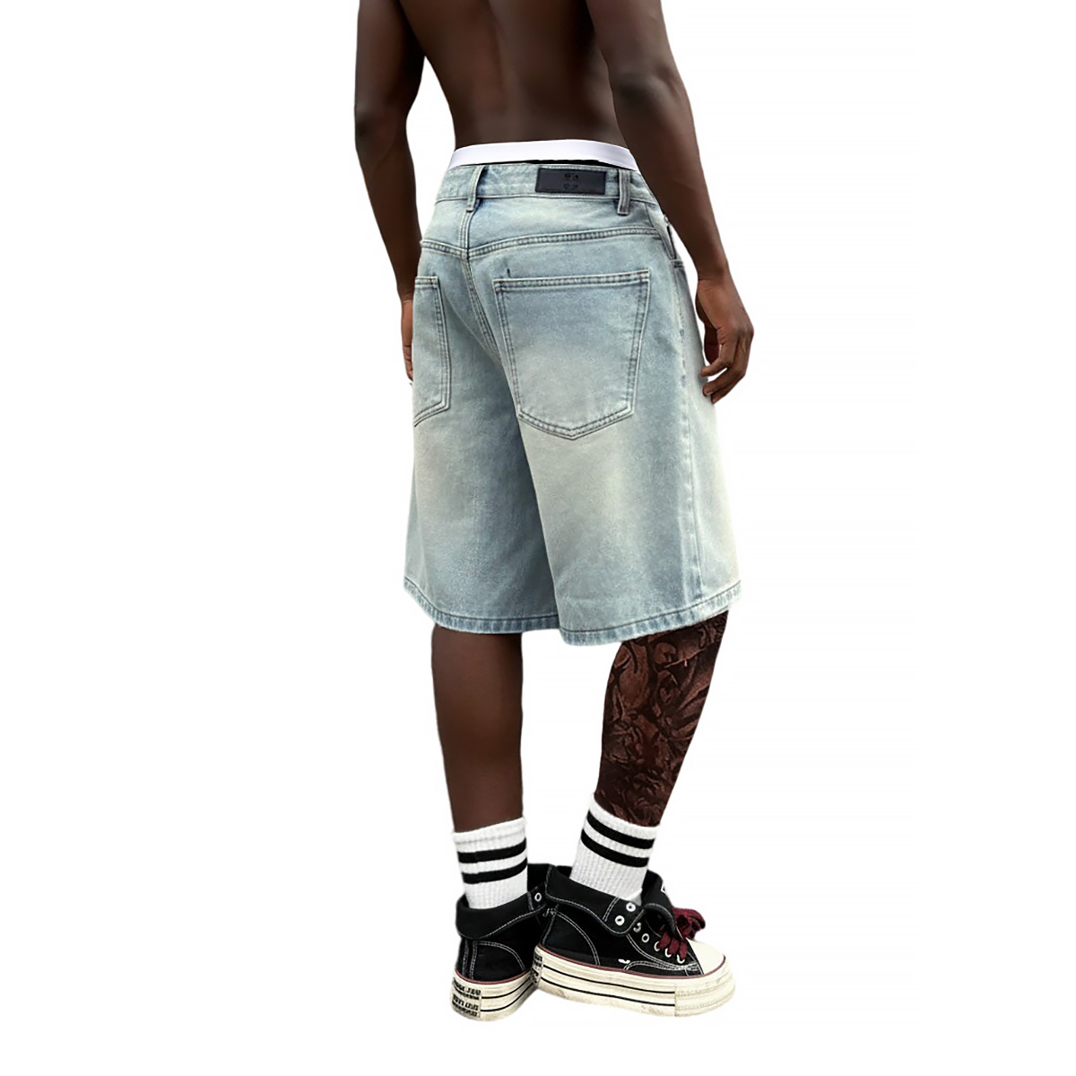 Metalen gesp korte baggy jeans - Street Fashion Jeans recensie en prijs