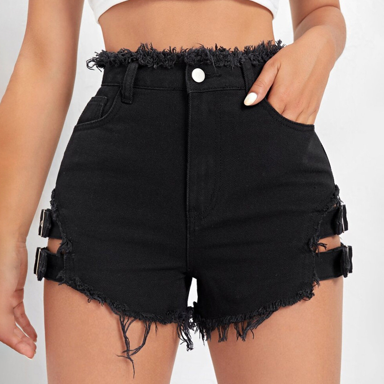 Dames denim shorts met hoge ta - Street Fashion Denim recensie en prijs