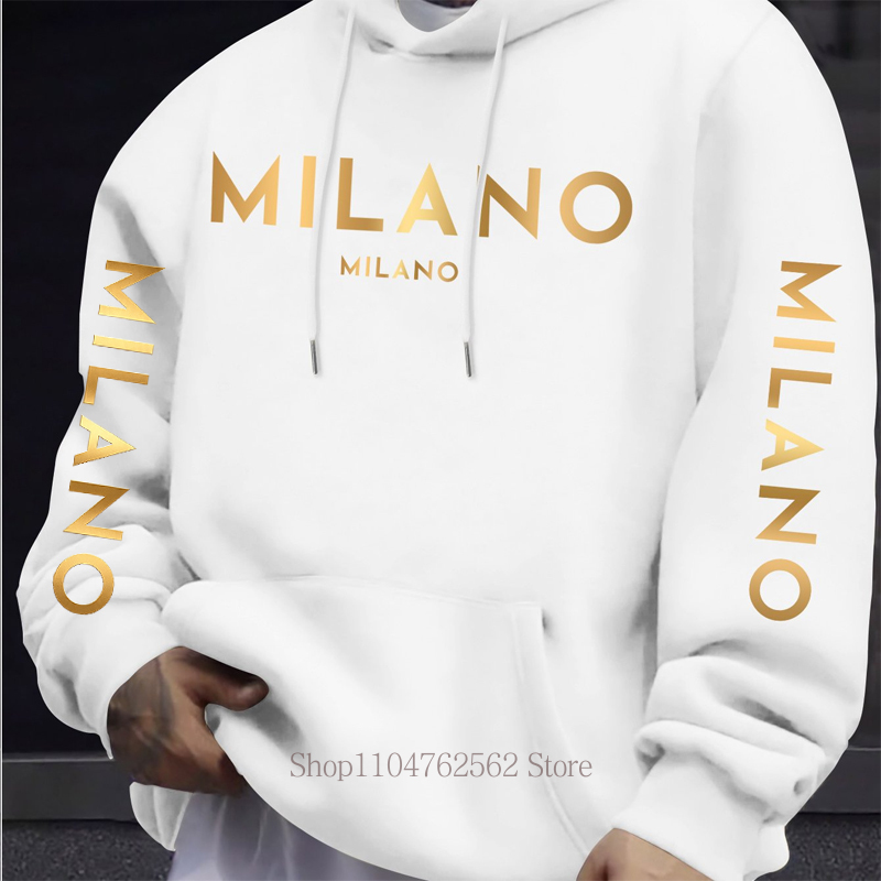 Milano Letter Print Hoodie voo - Street Fashion Milano recensie en prijs