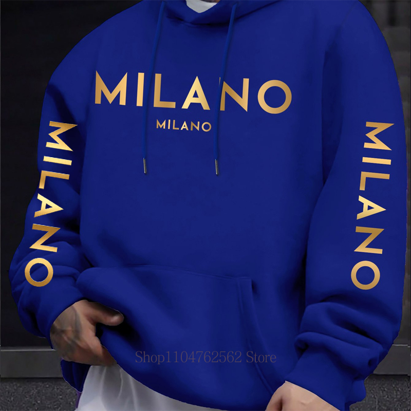 Milano Letter Print Hoodie voo - Street Fashion Milano recensie en prijs
