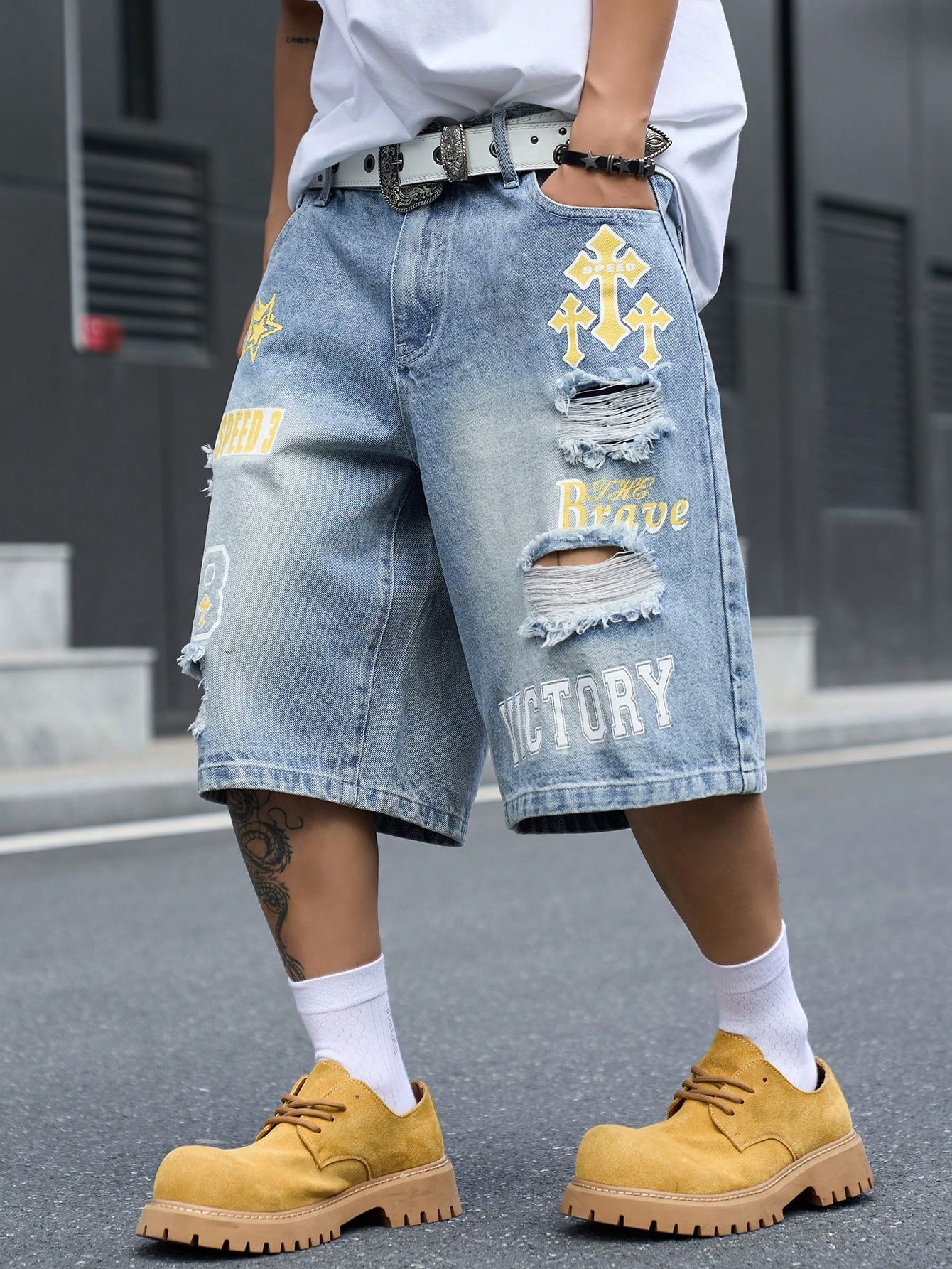 Loszittende denim bermudashort - Street Fashion Jeans recensie en prijs