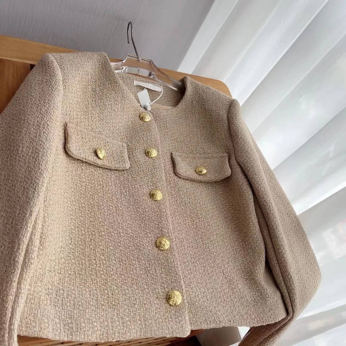 Mode geruite tweed jas met fra - Street Fashion Taiwan recensie en prijs